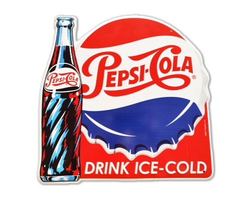 Enseigne Pepsi-Cola en Métal embossé "Drink Ice-Cold"